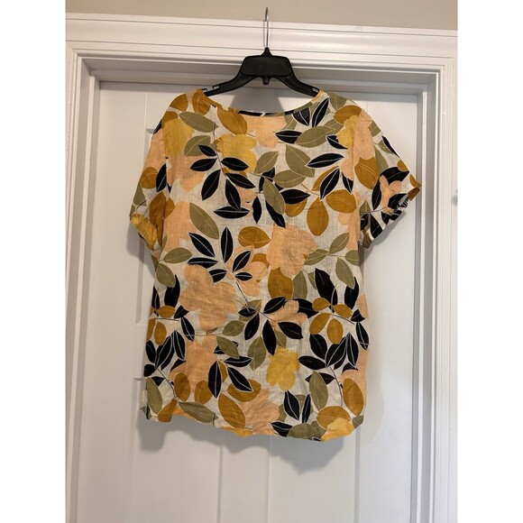 Rachel Zoe Top Blouse 100% Linen Floral Short Sleeve Women’s Plus Size Curvy 1X - Picture 3 of 3